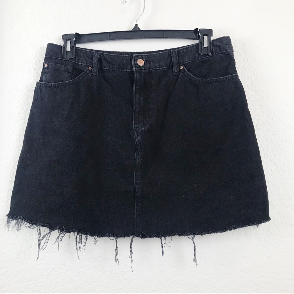 SOLD H&M Retro Black Jean Skirt Frayed Hem